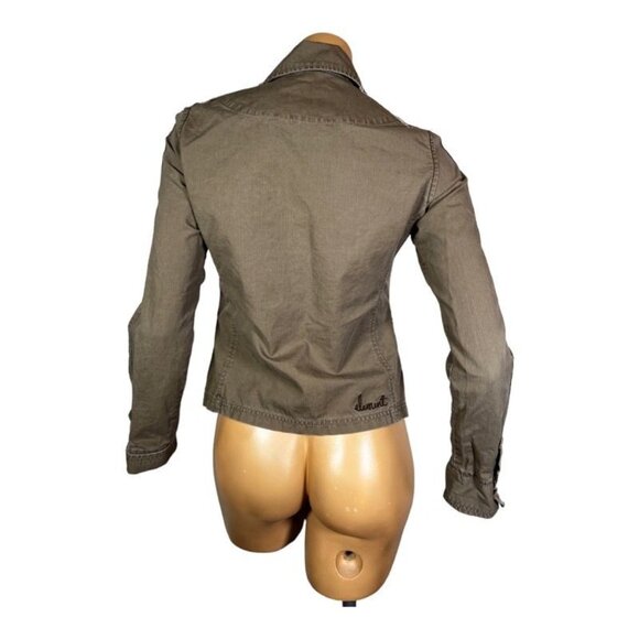 Element Military Shirt Shacket Women's XS Green Solid Long Pockets Twill Safari - Picture 2 of 10